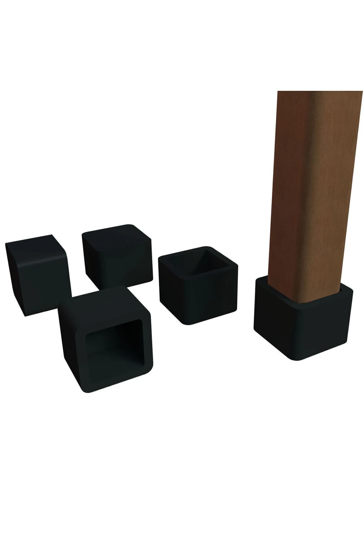 25x25 Mm Kare Pvc Sandalye Profil Ayak Pabucu Sessiz Yumuşak - Siyah (4 Adet)