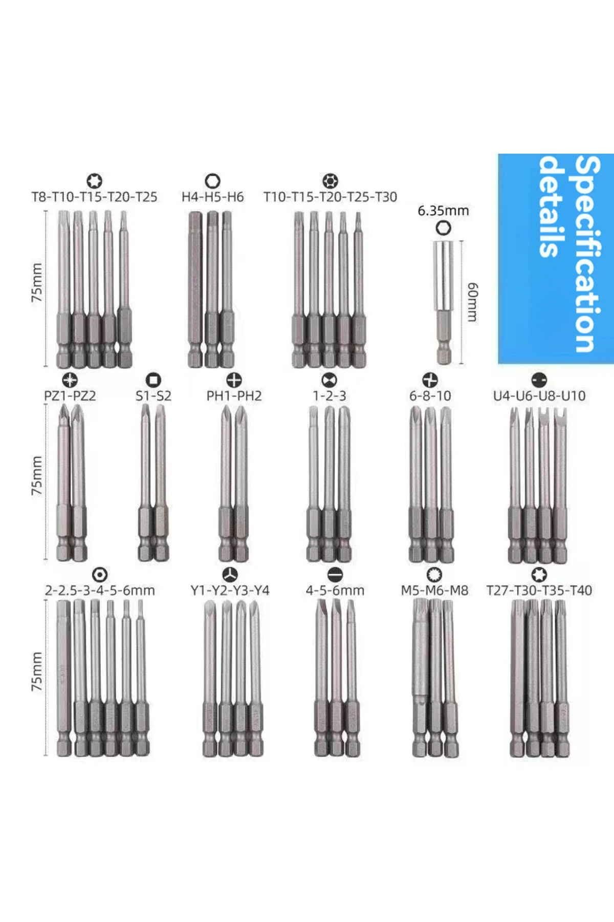 50 Parça Tornavida Ucu Seti Düz - Yıldız - Torx - Allen - Ribe - U Tipi