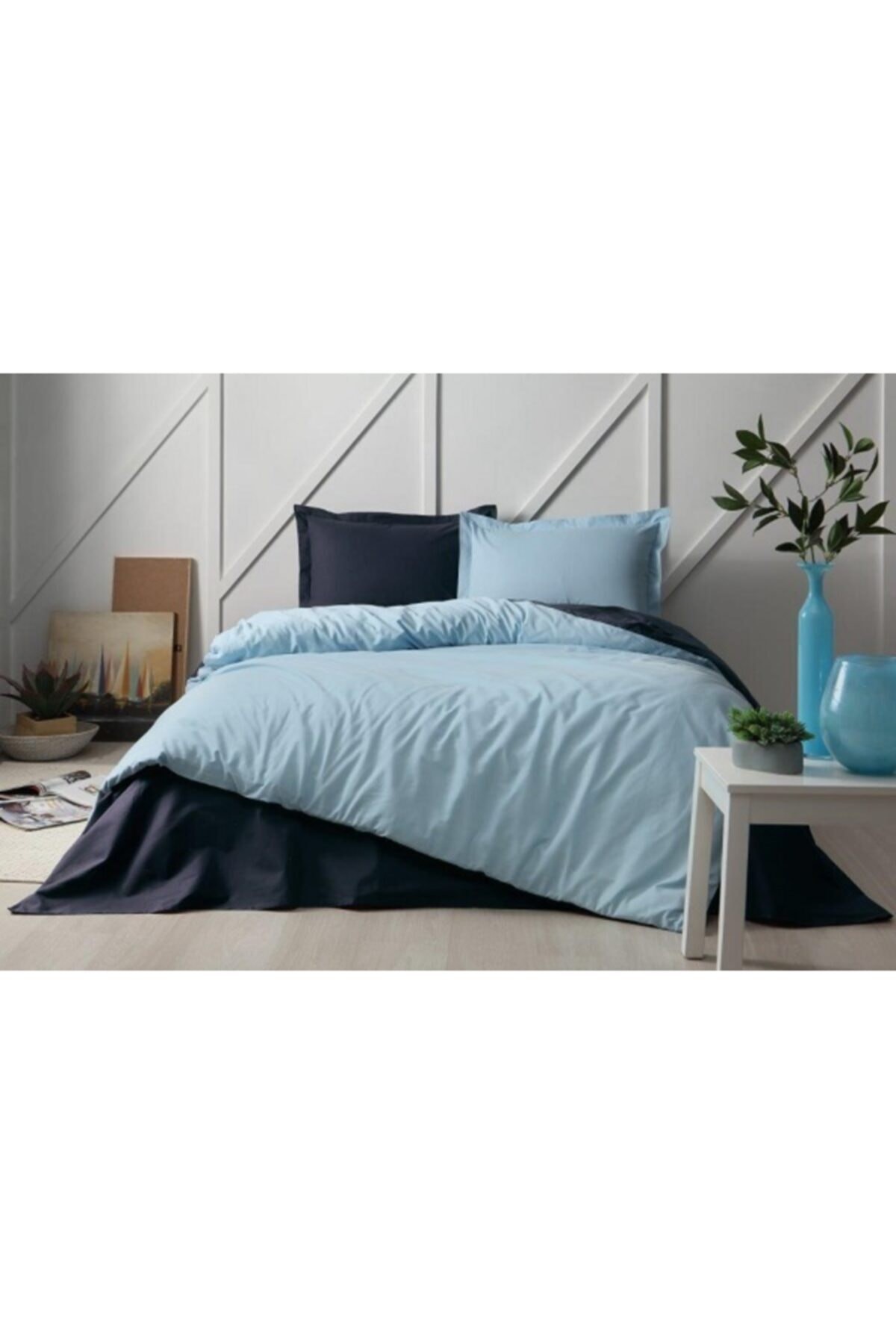 Colormix Düz Mint Indigo Nevresim Takımı Çift Kişilik Ranforce