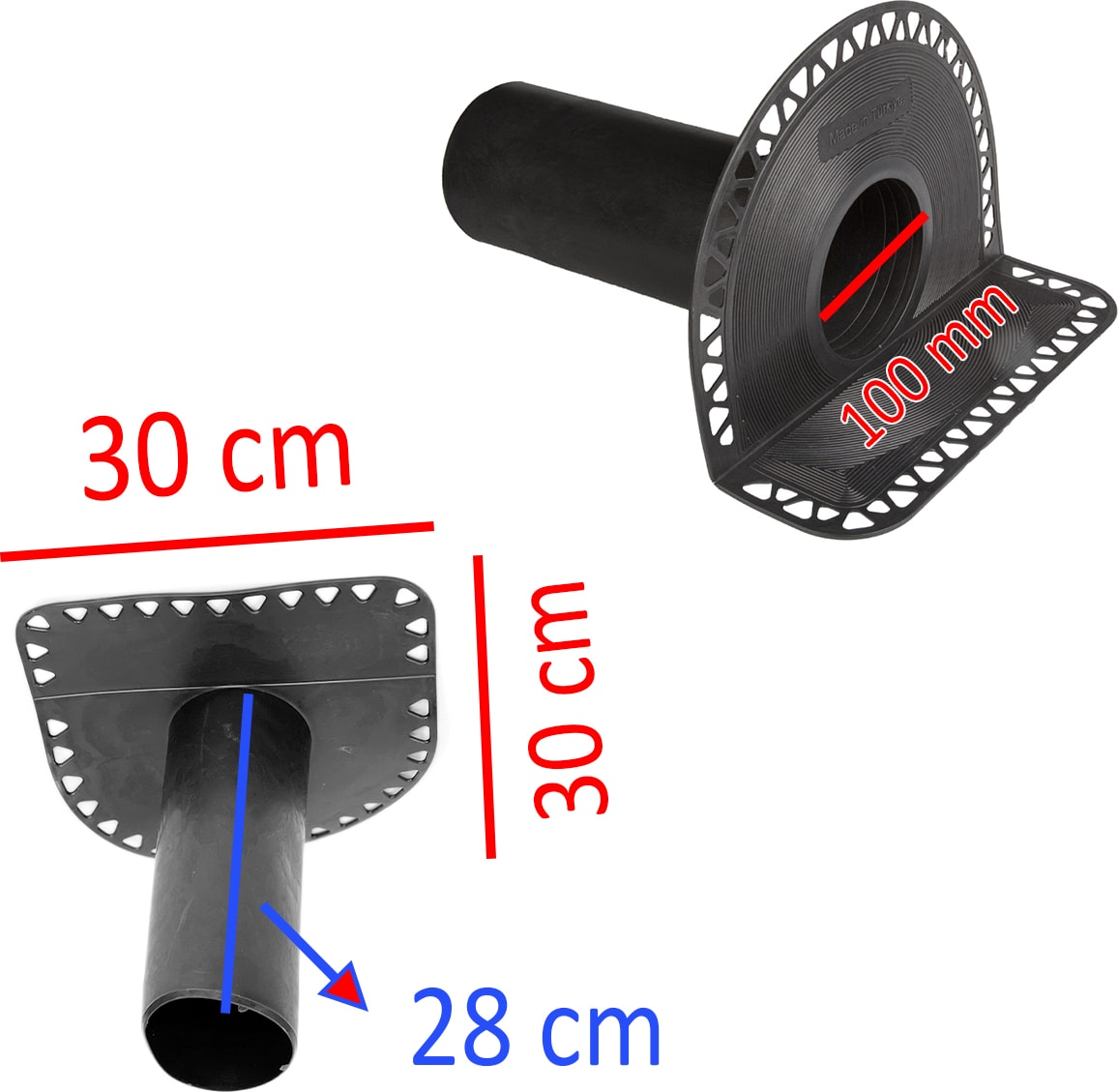 Su Tahliye Parapet Dik Iniş 100'LÜK Direnaj Hünisi Çatı Balkon Yağmur Gider Borusu Oluk Adaptörü