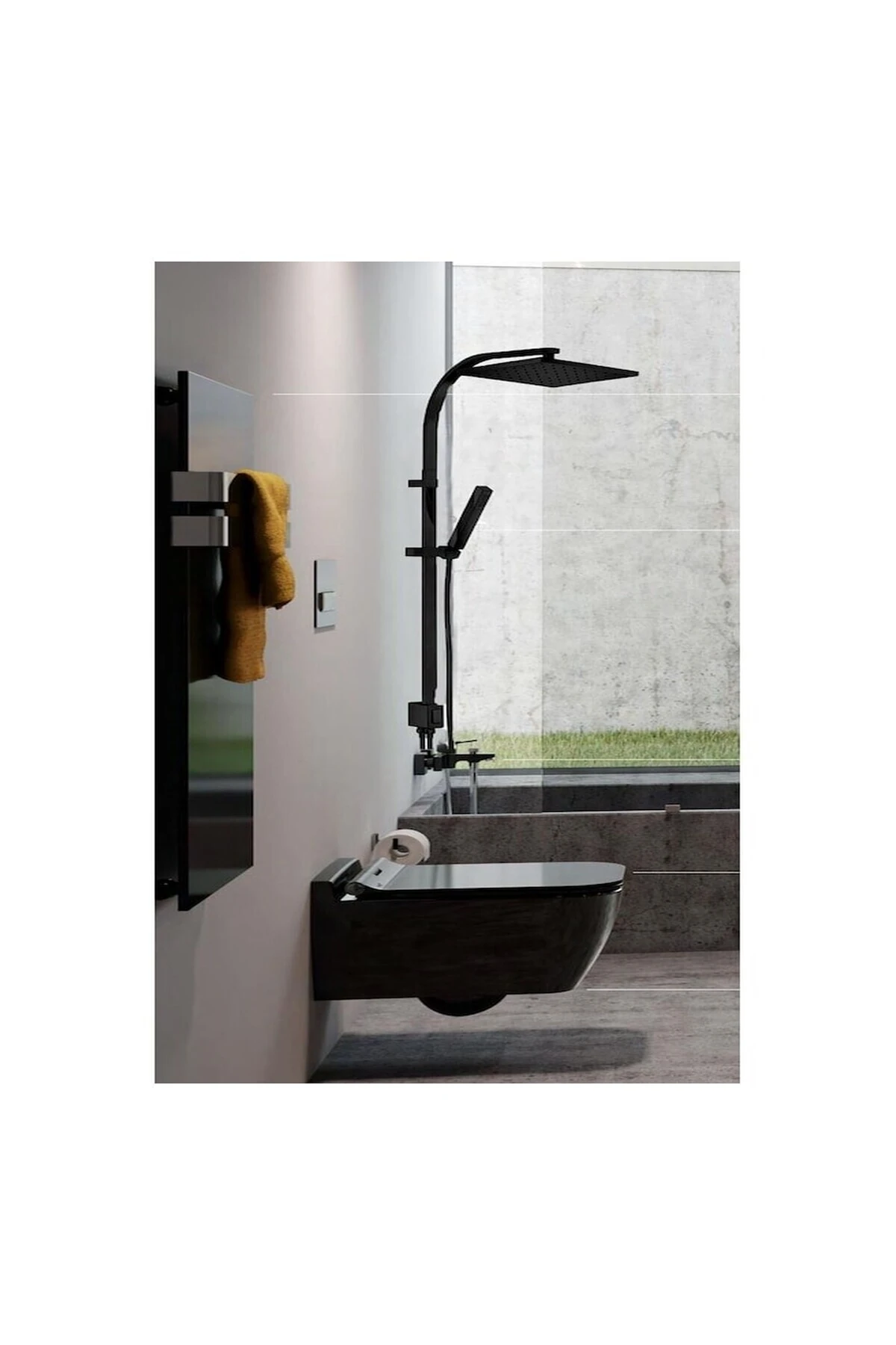 Tiera Yağmurlama Tepe Kare Duş Seti Mat Siyah 102158012C1