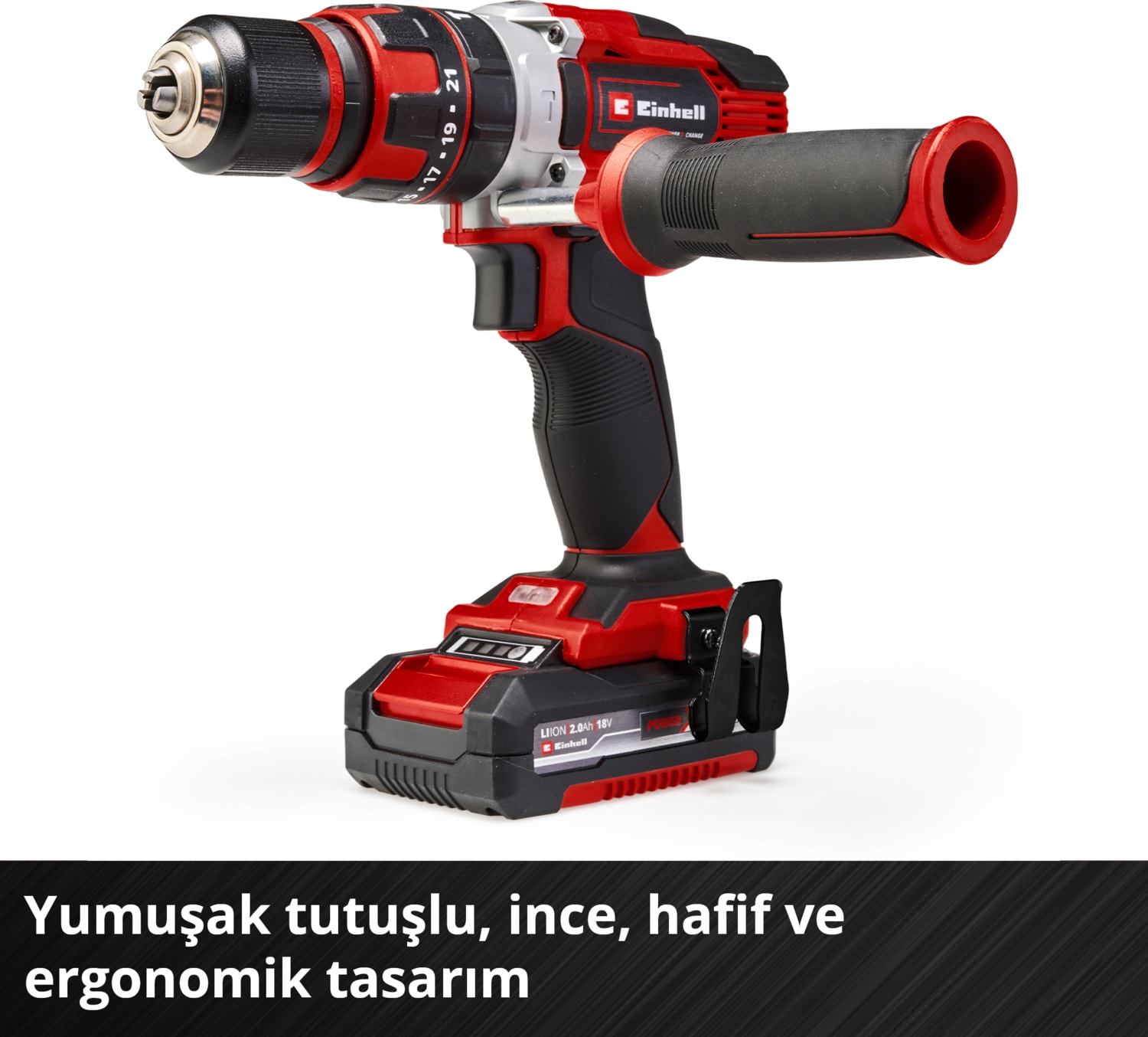 EİNHELL Akülü Darbeli Vidalama TE-CD 18/48 Li-i Kit Power X-Change (18 V, 48 Nm, darbeli delme fonksiyonu, 13 mm mandren, 2 vites, çanta, 2x 2,0 Ah akü + şarj cihazı dahildir) - 4513935
