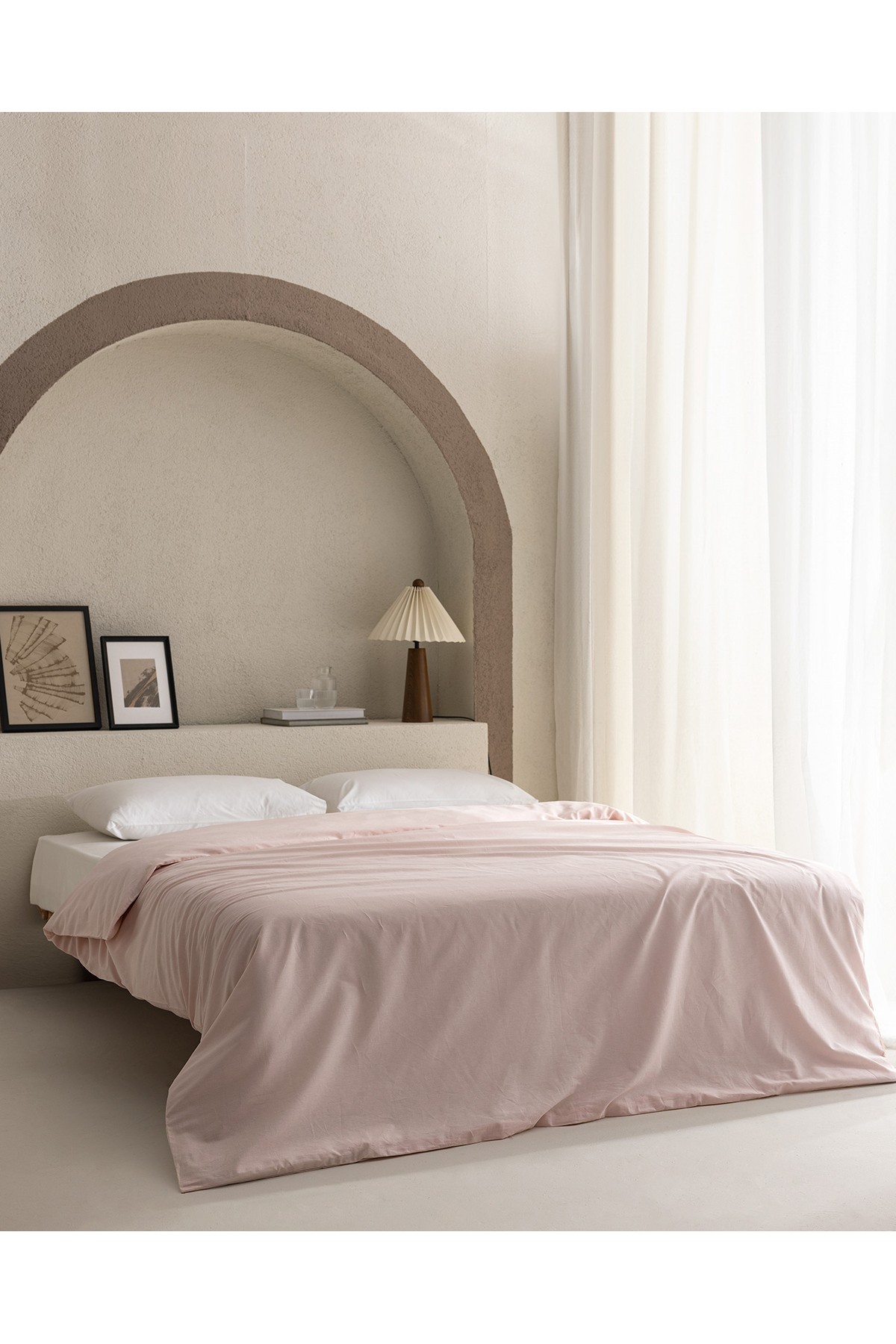 Manon King Size %100 Pamuk Ranforce Düz Nevresim - Pudra