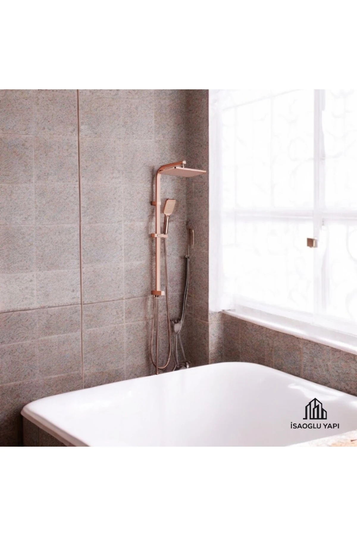 Bronz Duş Seti Bakır Banyo Bataryası Dahil Kare Premium Yağmurlama Başlık