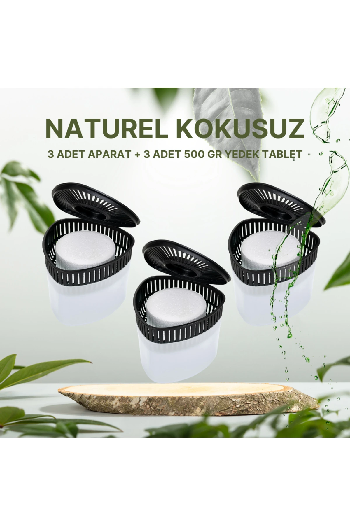 3 Adet 500 gr Nem Alıcılı Ve Rutubet Giderici Aparat Üçgen Naturel (TABLET DAHİL)