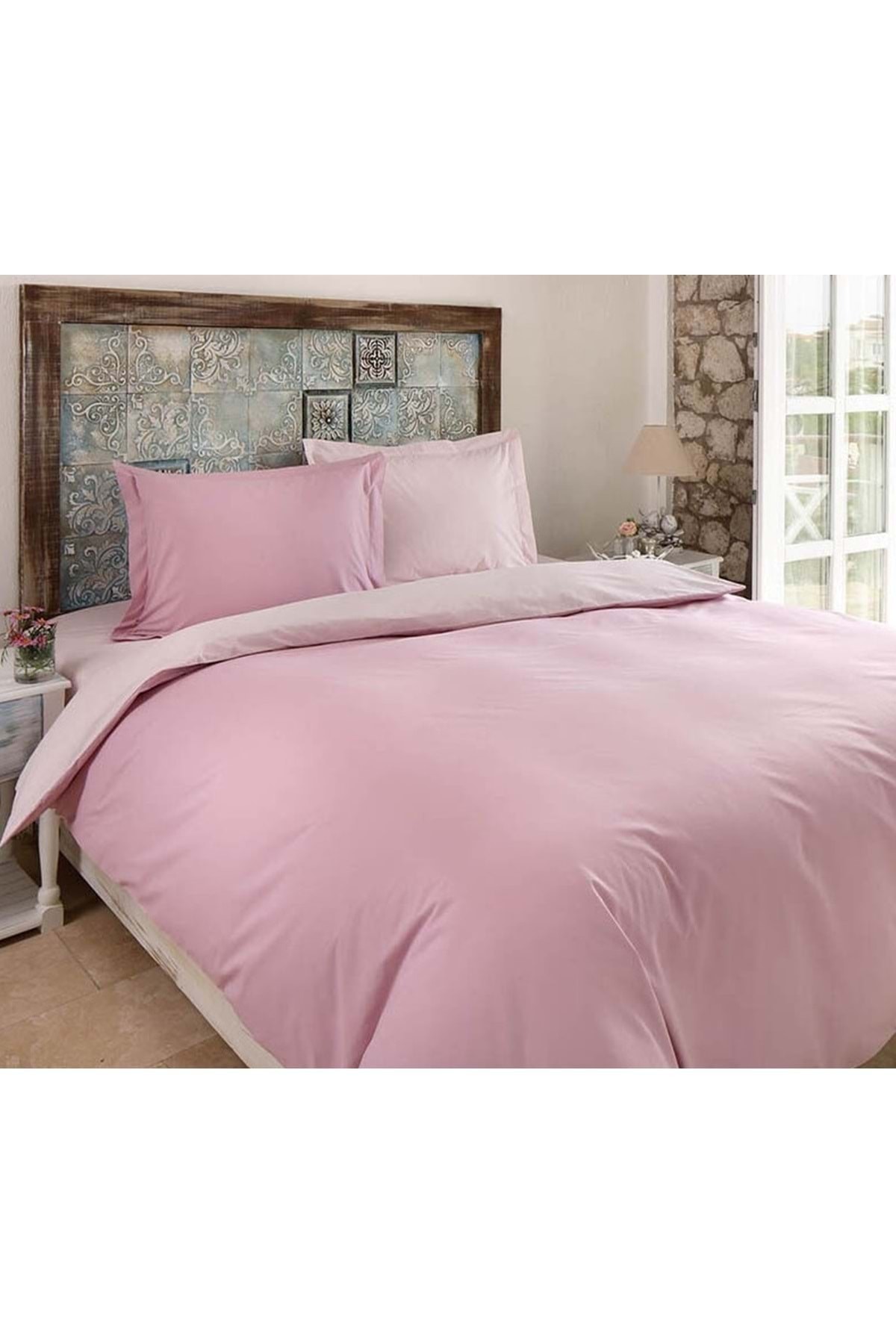Colormix Düz Çift Kişilik Nevresim Takımı Pembe Mürdüm