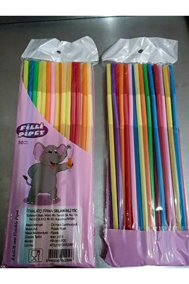 İnce Artistik Pipet 500 Adet 6 Mm*280 Mm (10 PK:50 Lİ)