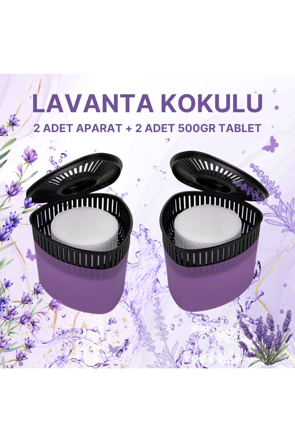 2 Adet 500 gr Nem Alıcılı Ve Rutubet Giderici Aparat Üçgen Lavanta (TABLET DAHİL)