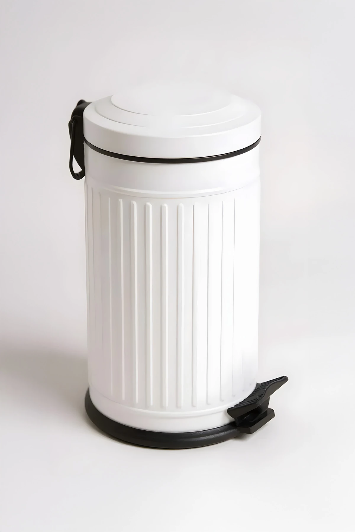 Vintage Çöp Kovası Çizgili Beyaz 16 Lt