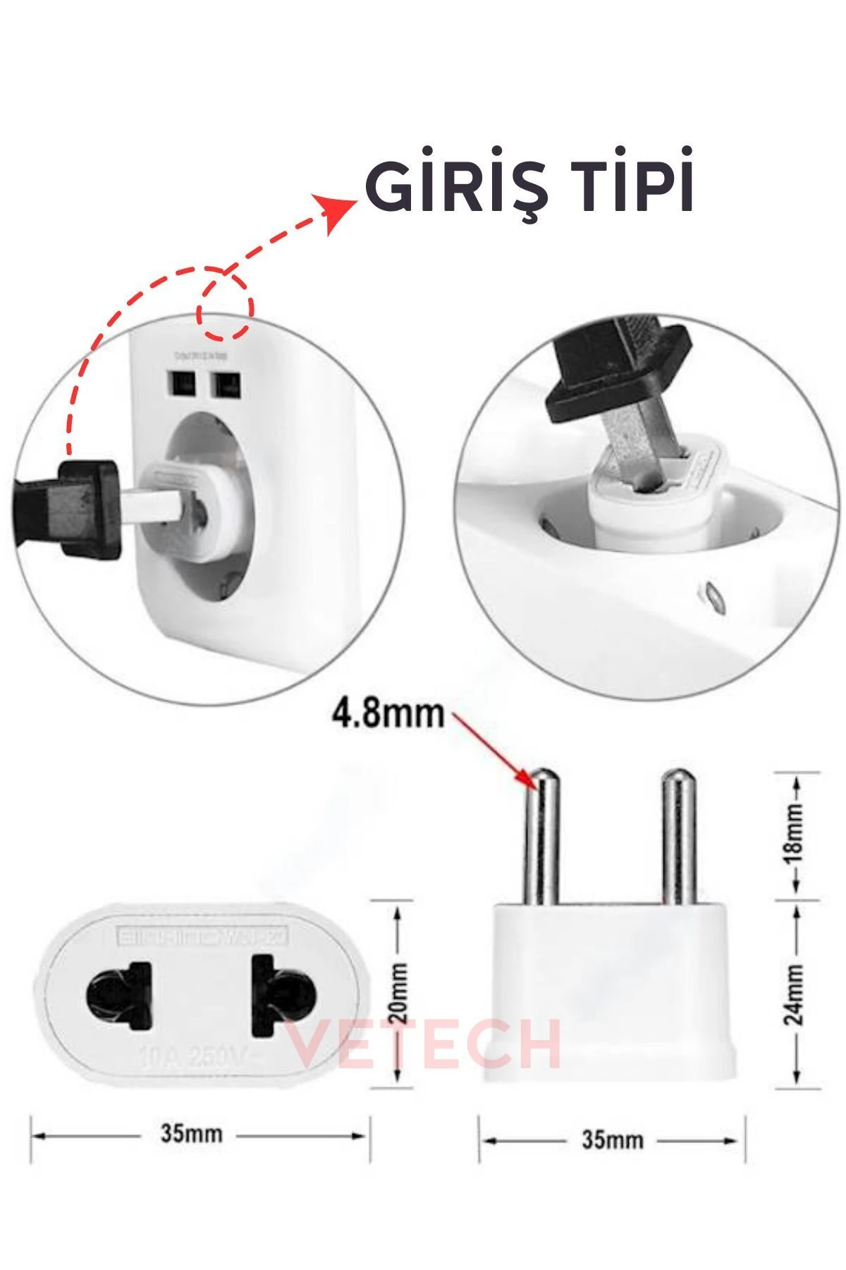 Amerikan Priz Dönüştürücü Amerikan Tipi Standart Fiş Çevirici