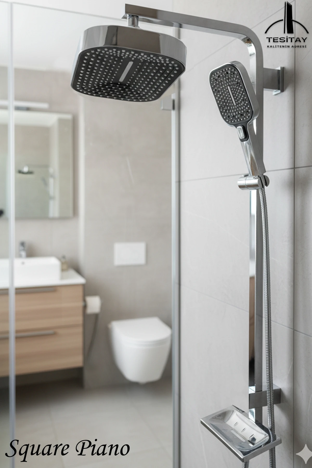 Robot Duş Seti Kare Model Ağır Tip Lüks El ve Tepe Duş Başlığı Sistemleri