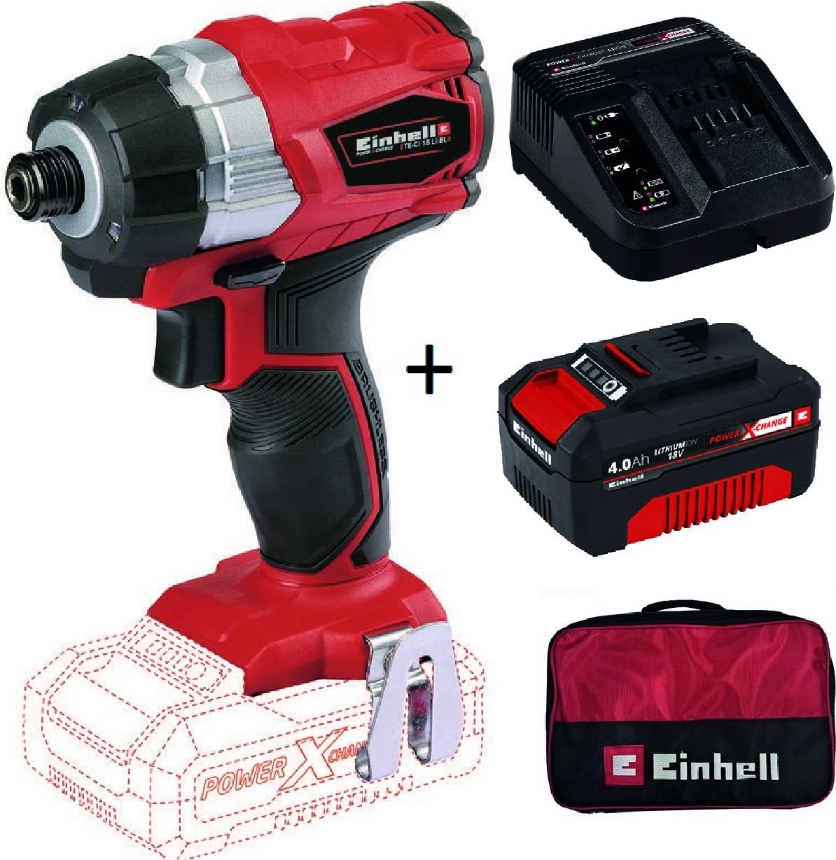 EİNHELL Te-Cı 18 Li Bl Akülü Darbeli Vidalama + 4AH Starterkit + Bez Çanta