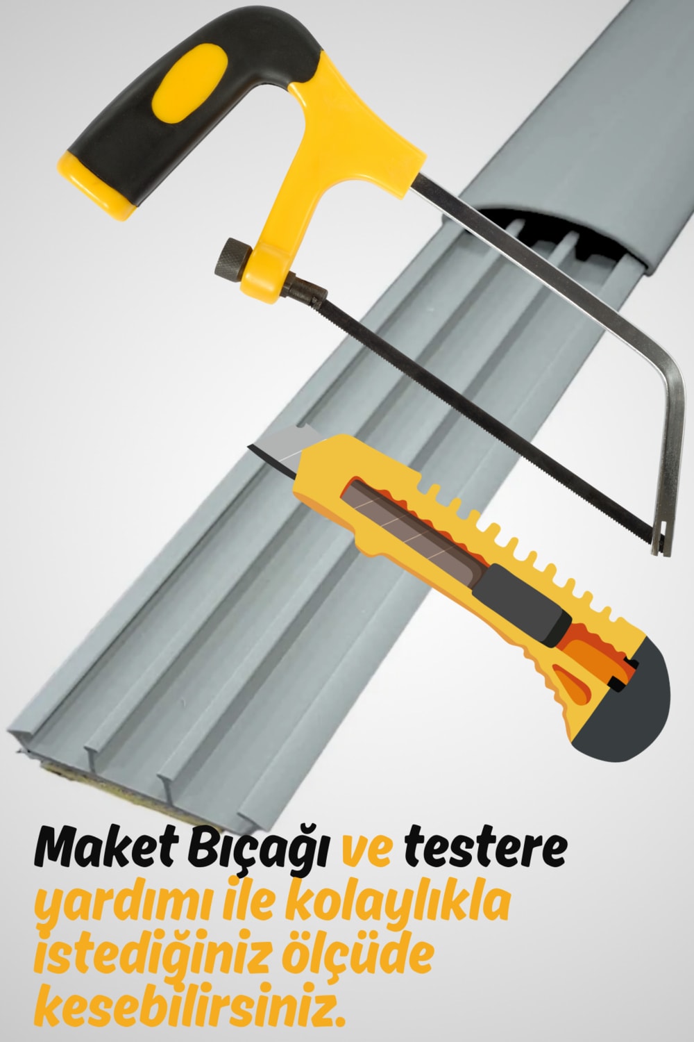 1m Kendinden Yapışkanlı 50X12MM Gri Balık Sırtı Kablo Kanalı