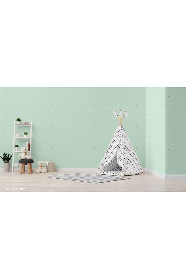 Ada Kids 8913-2 Duvar Kağıdı Yeşil Yıldızlı