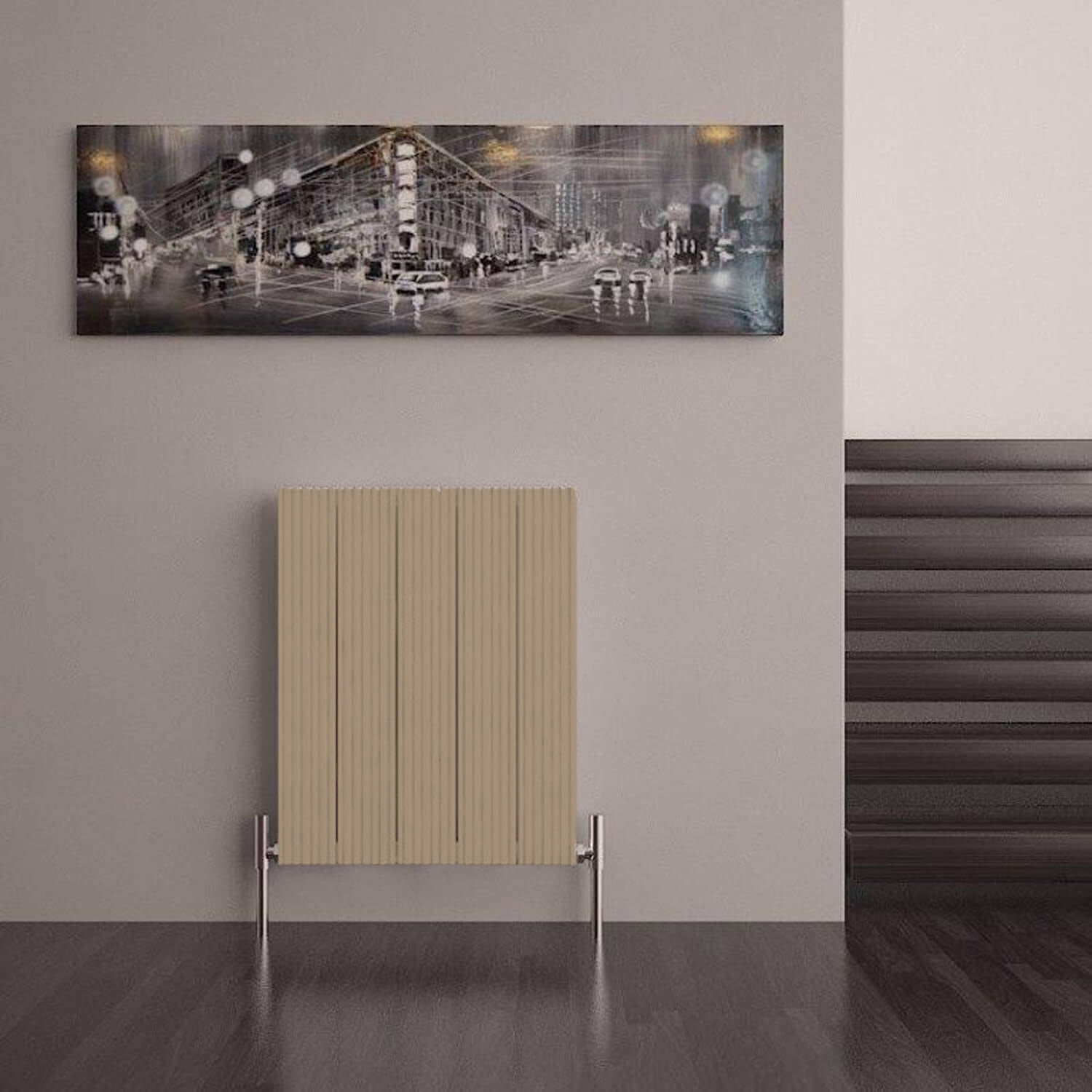 Monza Double (Reverse Side Nemo) Yatay Alüminyum Radyatör Modern Tasarım Latte 60X47 cm
