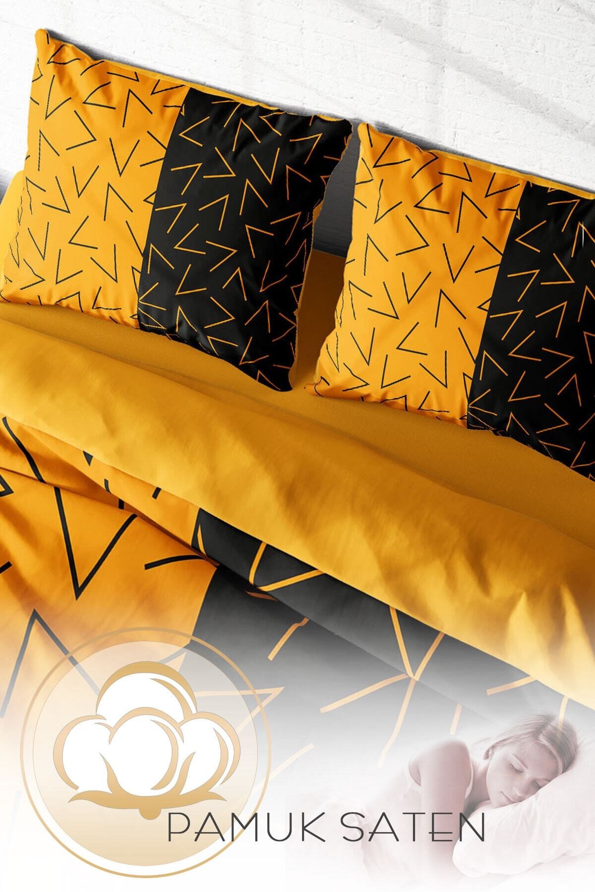 Kıng Sıze Gold Sembol 3d Pamuk Saten Çift Kişilik Nevresim Takımı 220x240cm