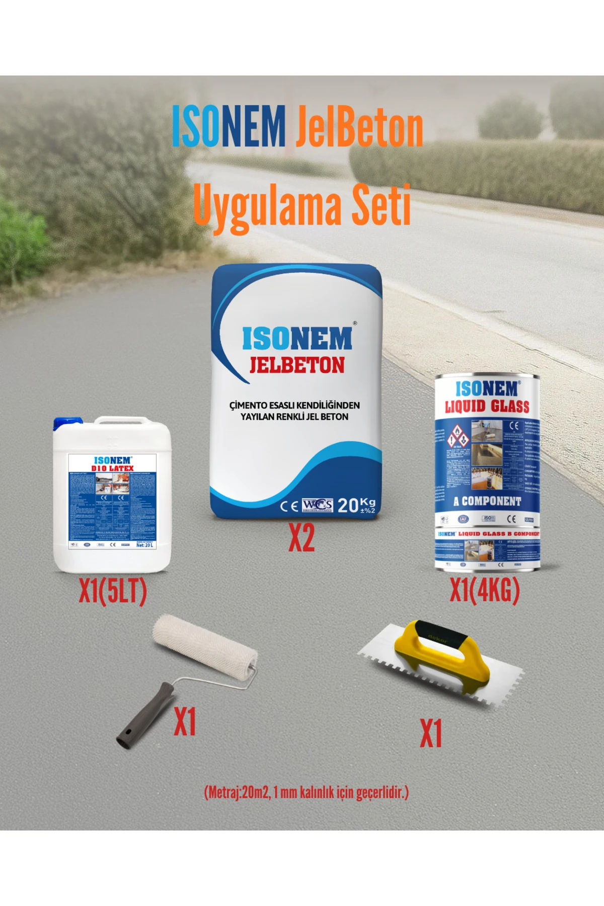 İSONEM JELBETON UYGULAMA SETİ 20 M2 İÇİN