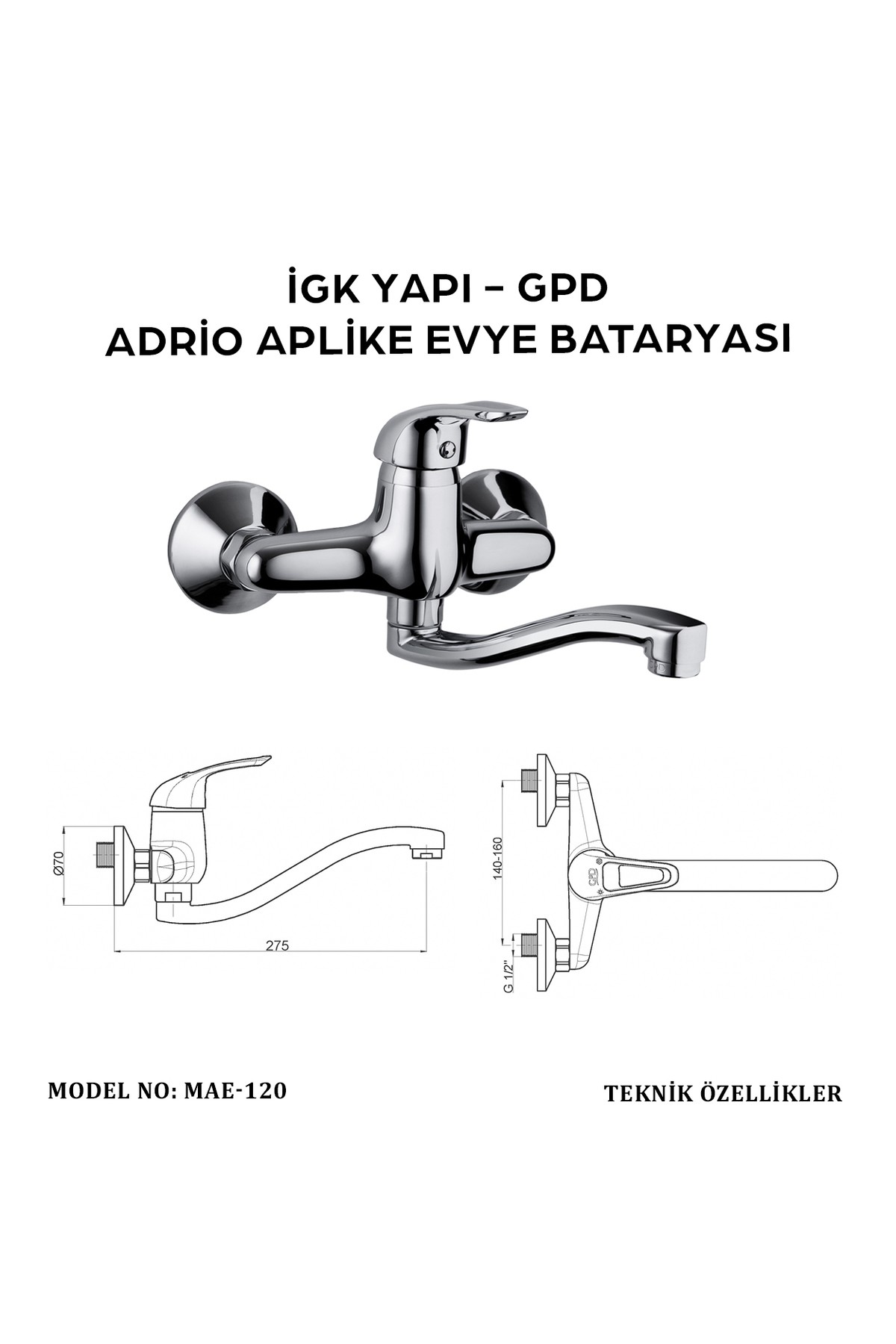 İgk Yapı - Mae120 Adrio Aplike Eviye Bataryası