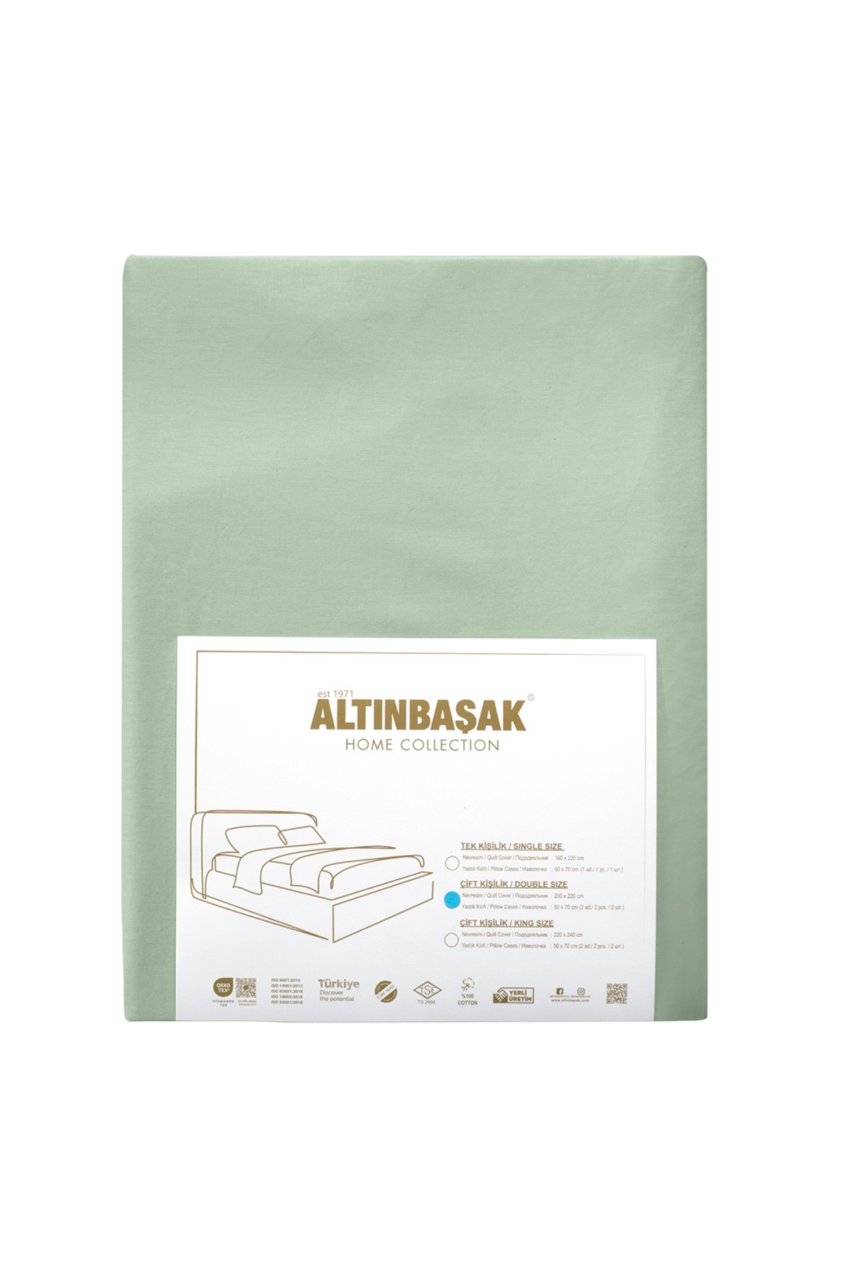 Freesia King Size Ranforce Nevresim Seti Yeşil (3 Parça) King Size Nevresim Seti