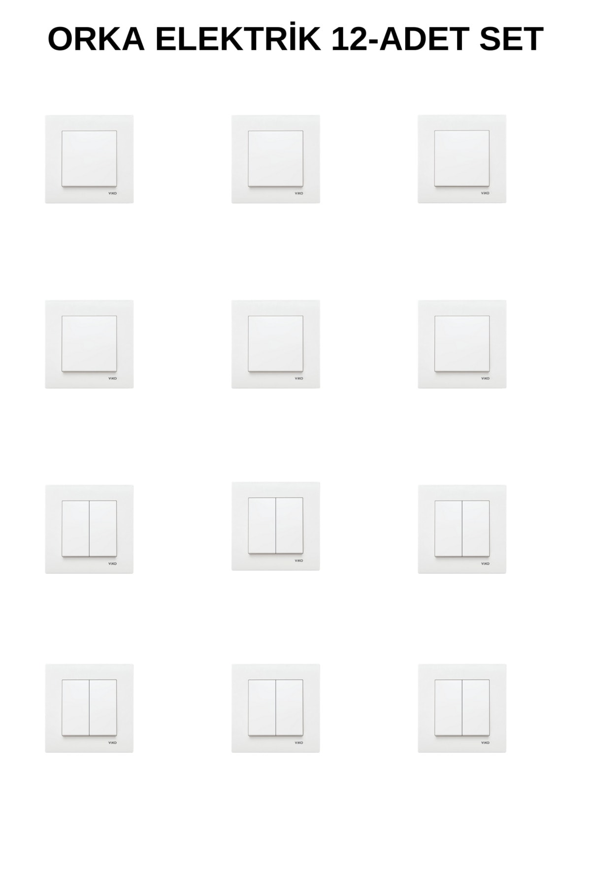 Karre Beyaz 6-Adet Komütatör+ 6-Adet Anahtar Çerçeve Dahil