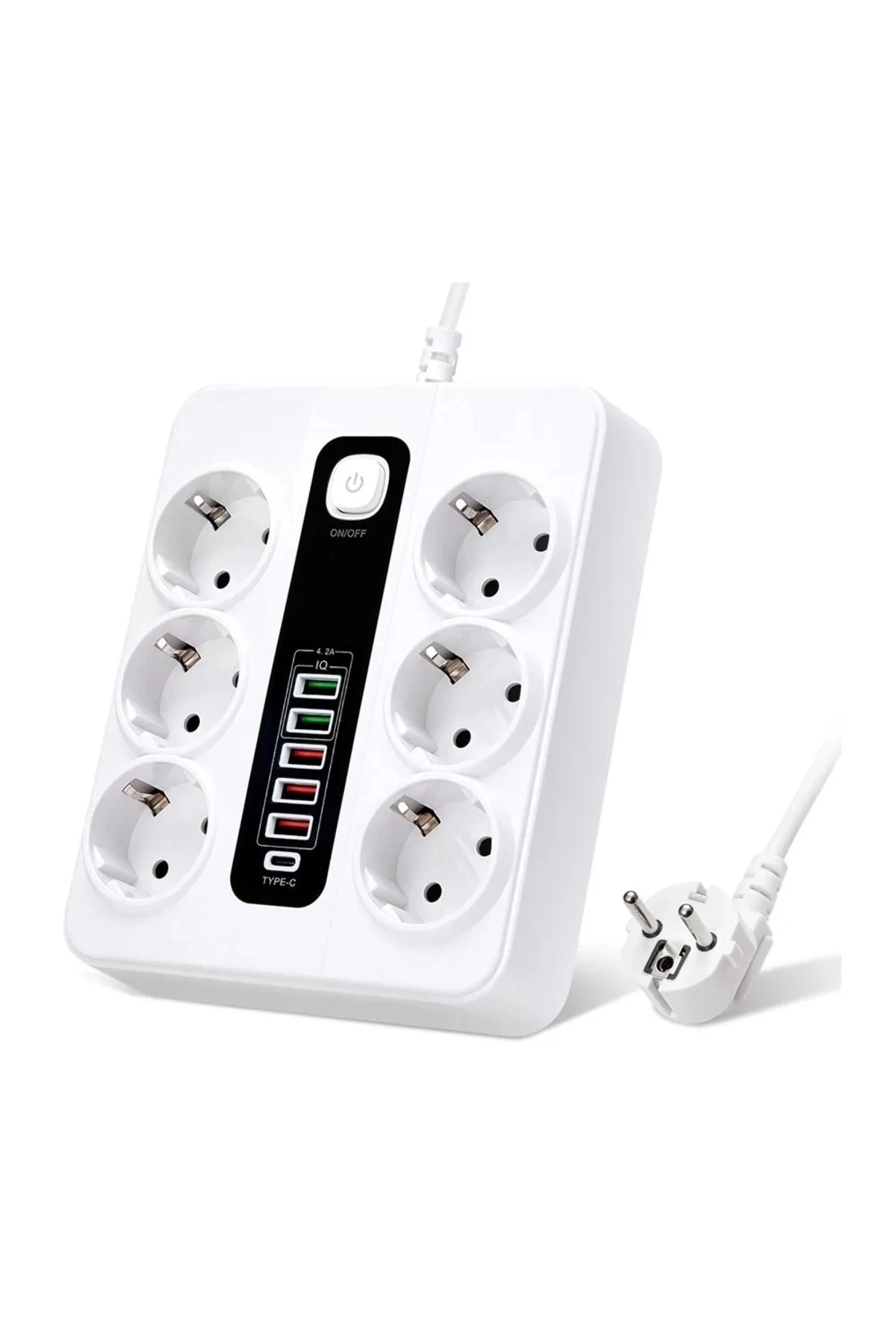 Hp-h04 3000w 10amper 6 lı 2metre Uzatma Kablolu Çoklu Termal Akım Priz