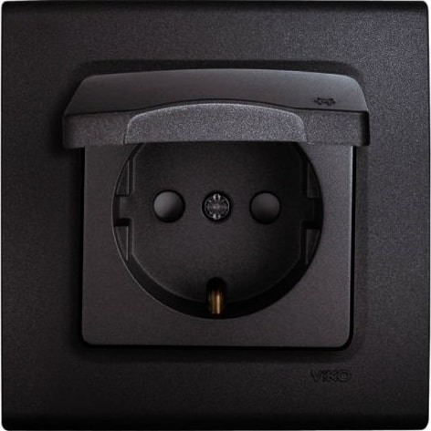 Linnera Life Serisi Gece Siyahı Kapaklı Topraklı Priz Çerçeveli