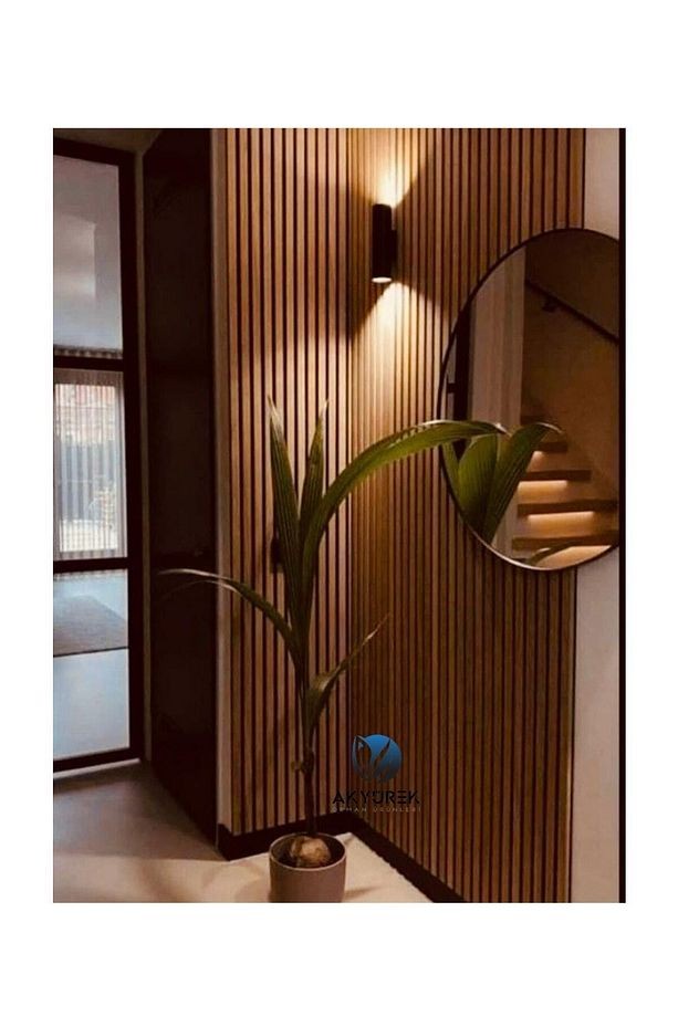 Akyürek Lb 3771 Model Açık Ceviz Renk Dekor Profil Duvar Kaplama Panel Lambri