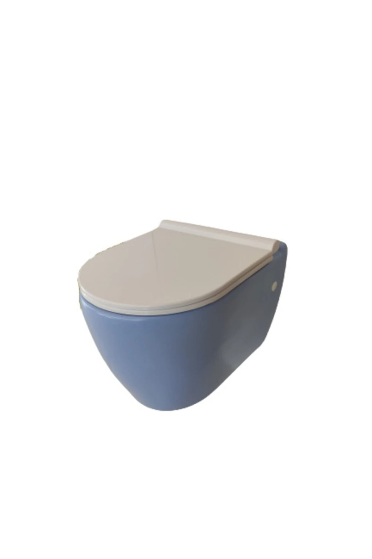 Uno Asma Klozet Dışı Mat Mavi Içi Mat Beyaz Renk & Beyaz Kapak