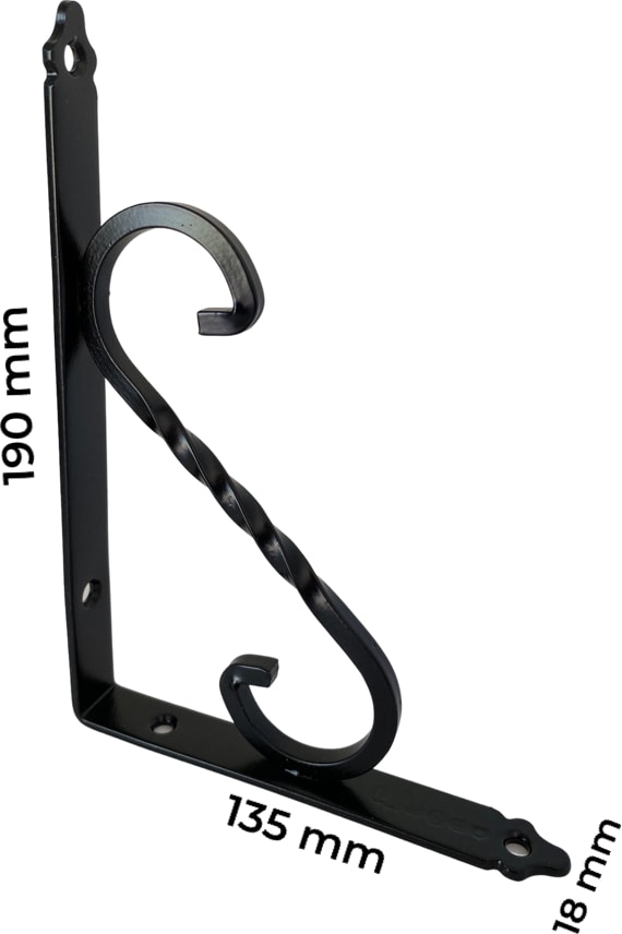 Ferforje Raf Altı Siyah 135 x 190 x 18 mm