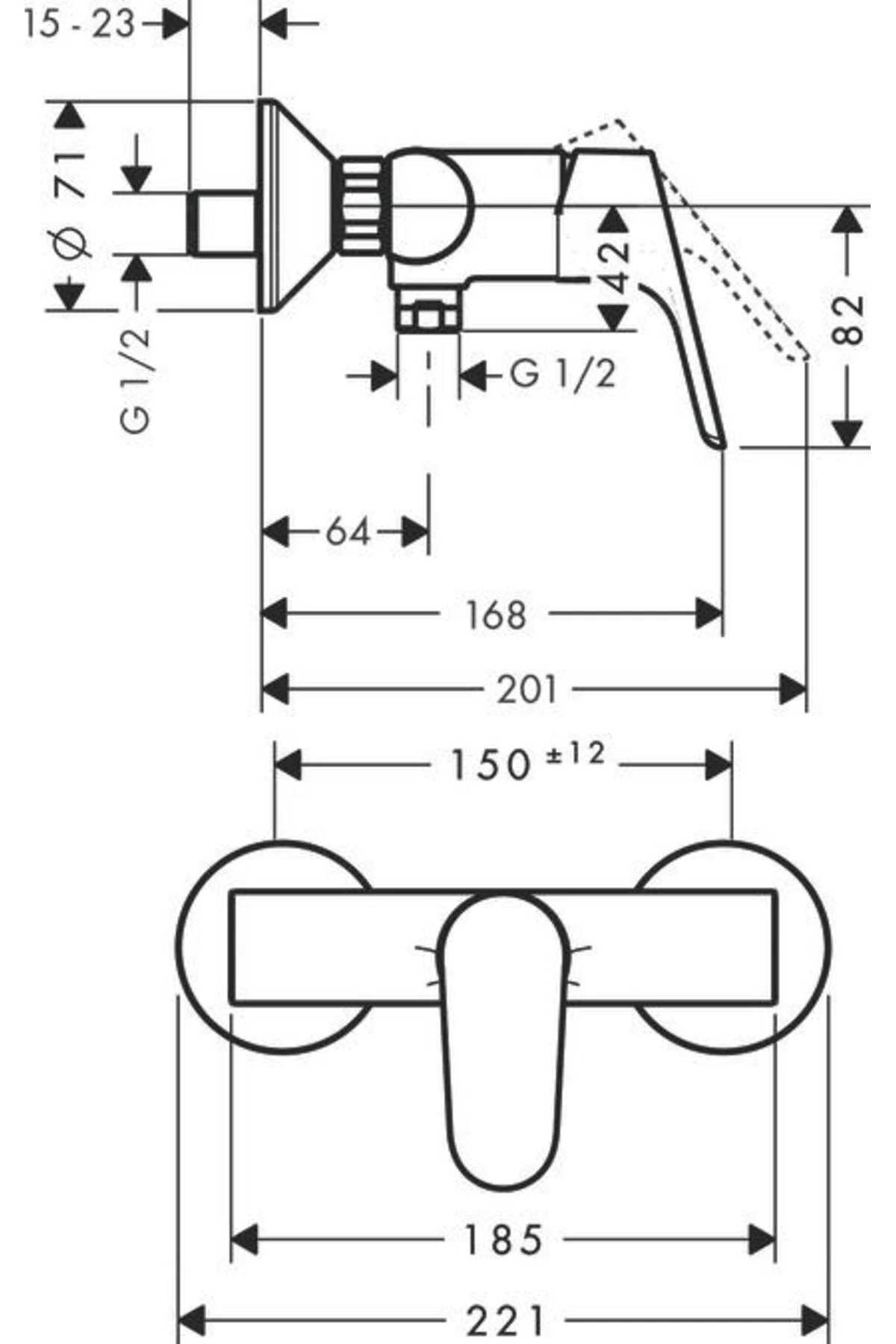 Focus Tek Kollu Duş Bataryası Aplike Krom