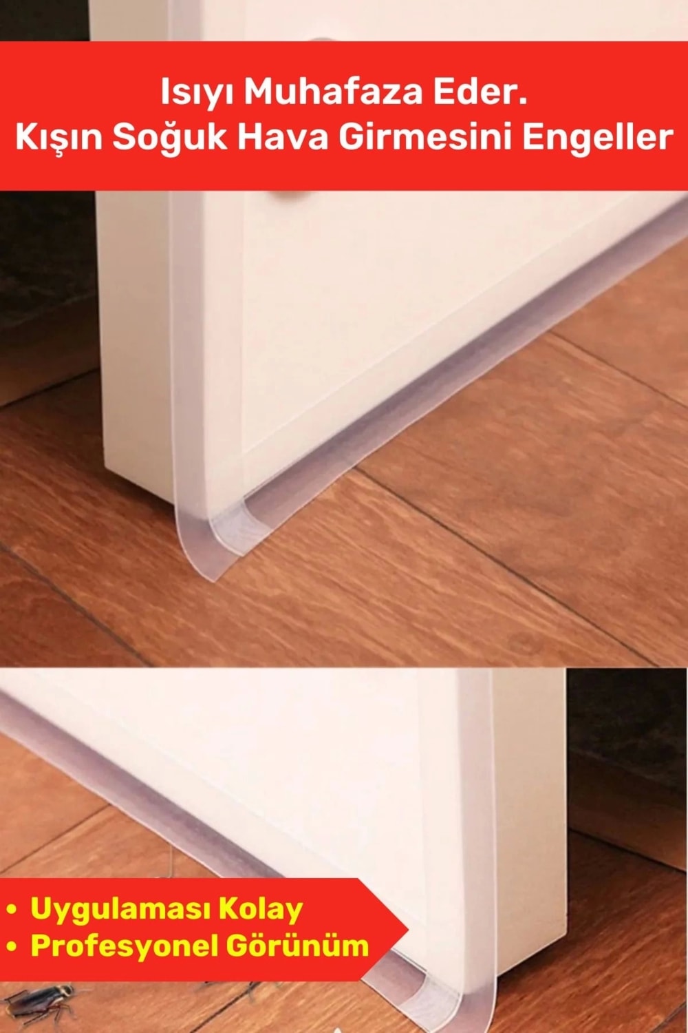 Rüzgar Kesici Ses Böcek Toz Önleyici Yalıtım Kapı Pencere Isı Izolasyon Şeffaf Şerit Bant 5mt 3 Adet