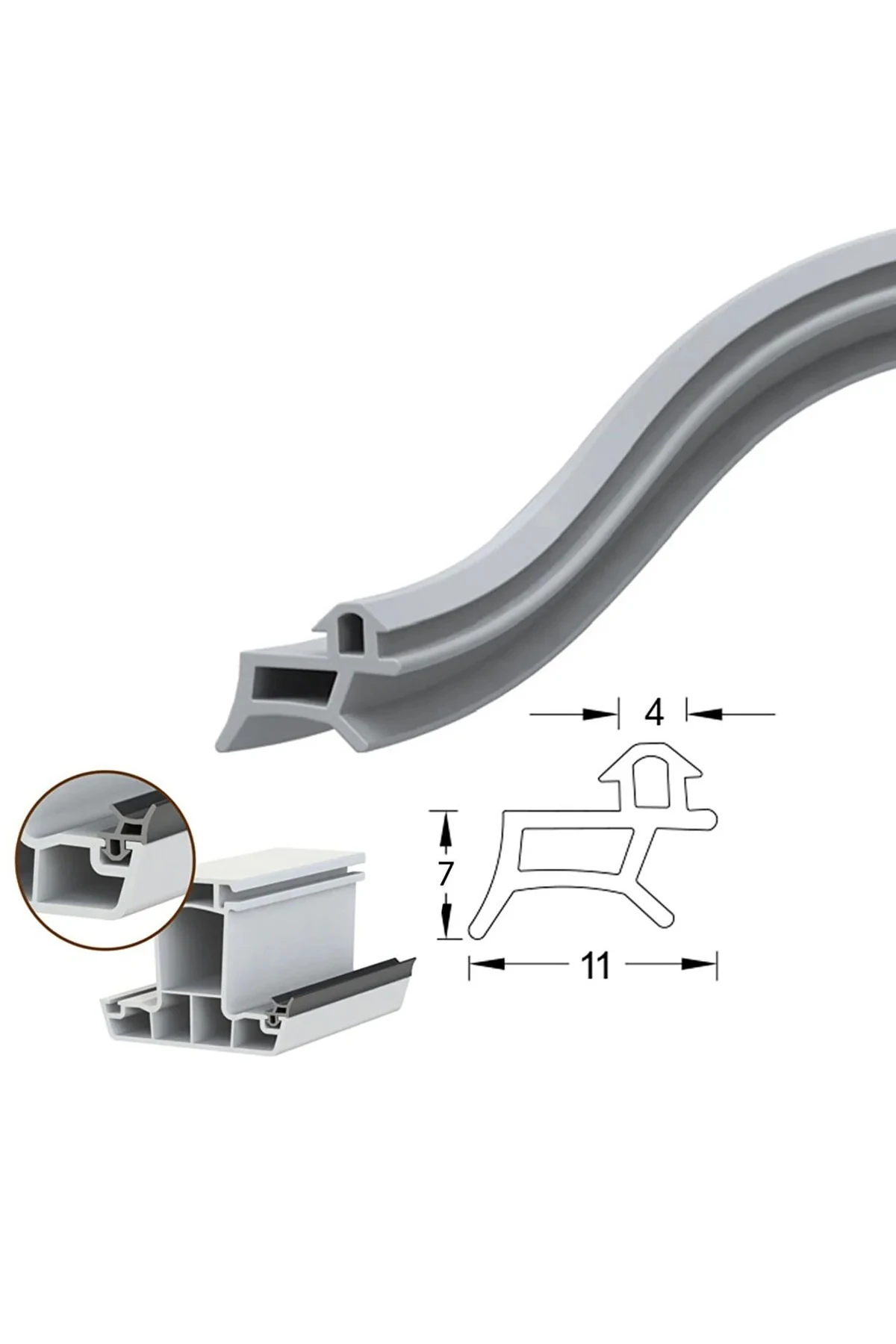 Pvc Pen Kapı Pencere Fitili Contası 25 Metre Gri Tamir Contası