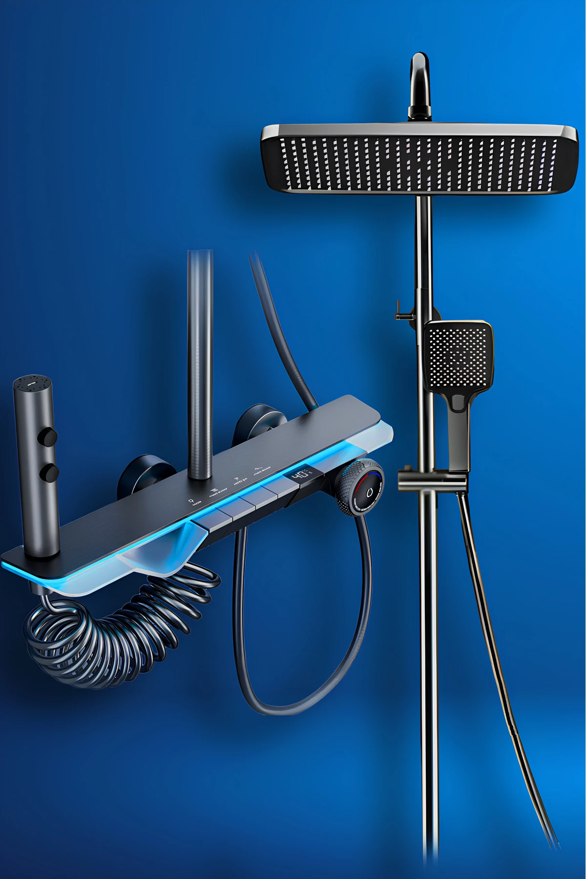 Dijital Led Göstergeli Piyano Akıllı Lüks Şelale Duş Seti Yağmur Tepe Duş Seti - Vlns