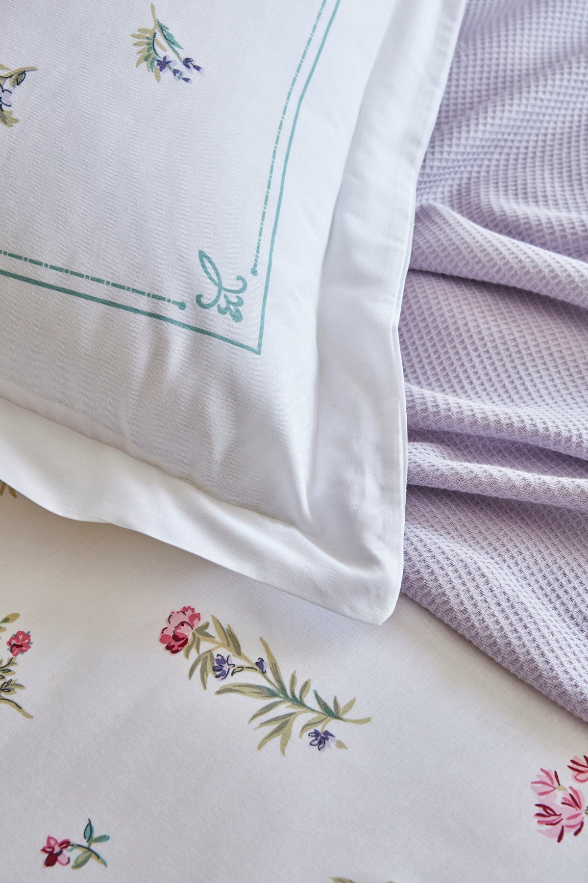 Le Mans Çift Kişilik Percale Nevresim Pike Takımı Lila