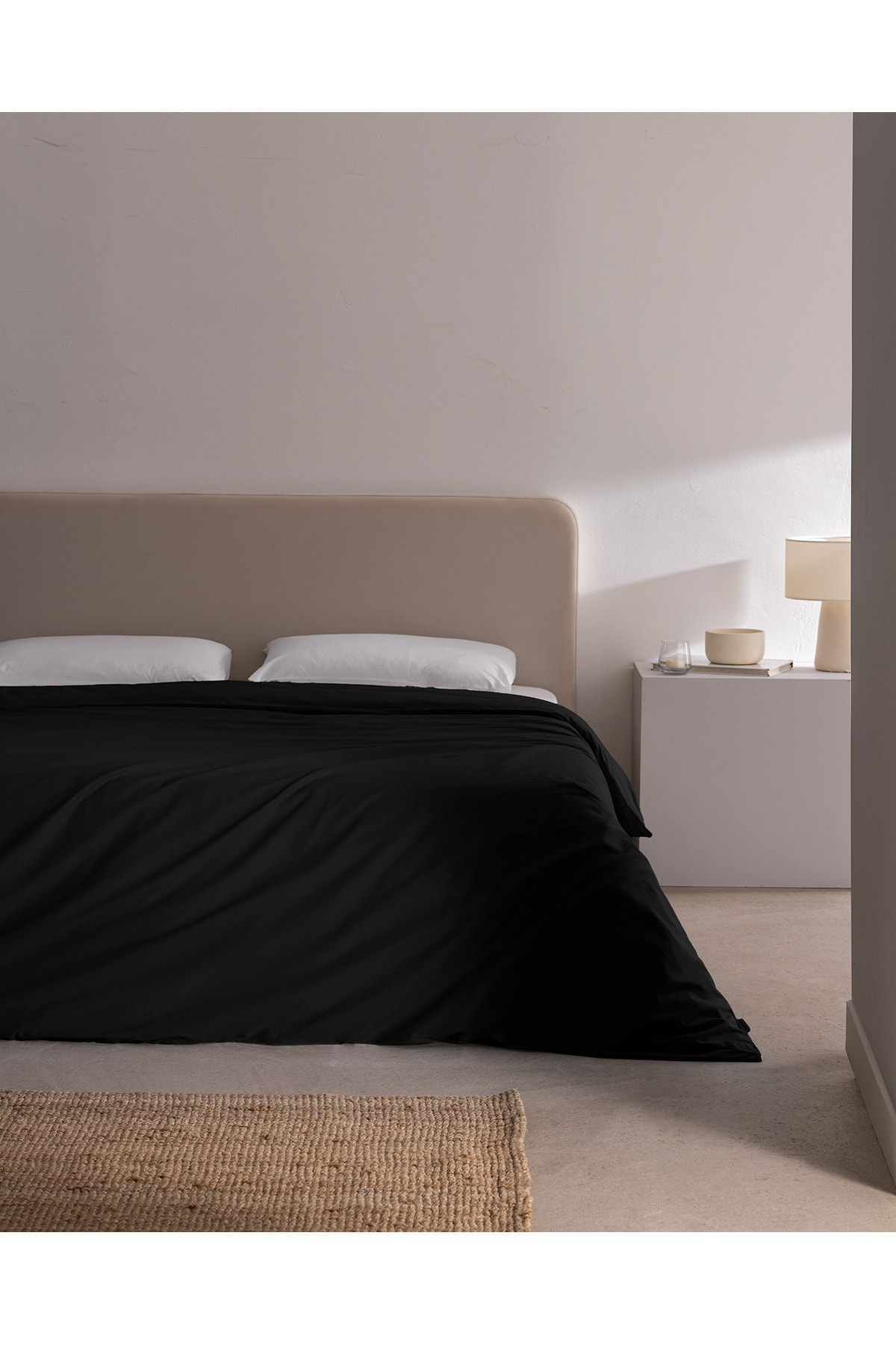 Manon King Size %100 Pamuk Ranforce Düz Nevresim - Siyah