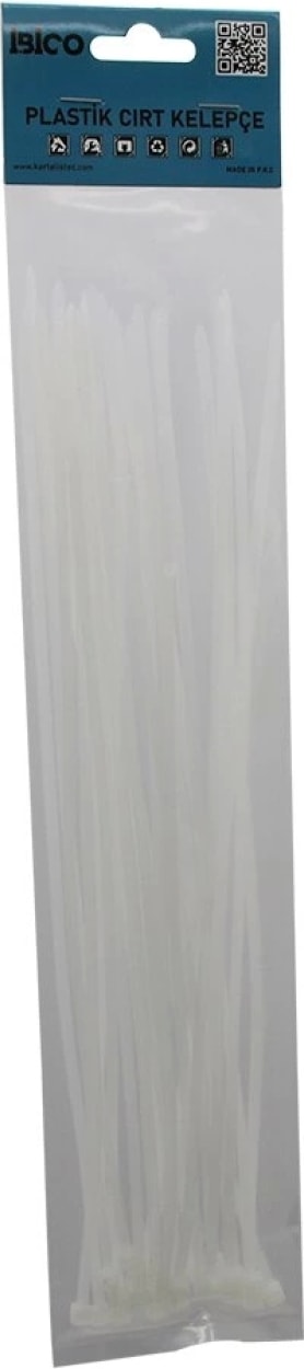 25PCS Beyaz 3.6X300 mm Plastik Cırt Kelepçe