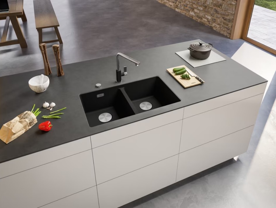 - Mrg 120-35-35 Nero Tezgahaltı 2 Gözlü Granit Evye