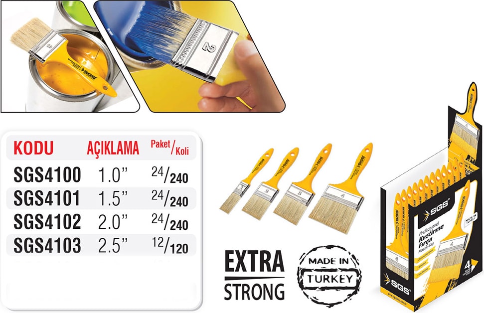 SGS Kestirme Fırça Profesyonel Plastik Sap No:2 ( SGS4101 ) 1.5"