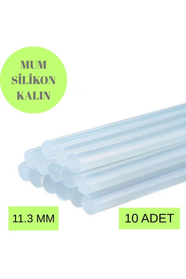 Kalın Şeffaf Sıcak Mum Silikon 11.3 MM 30CM 10 Adet
