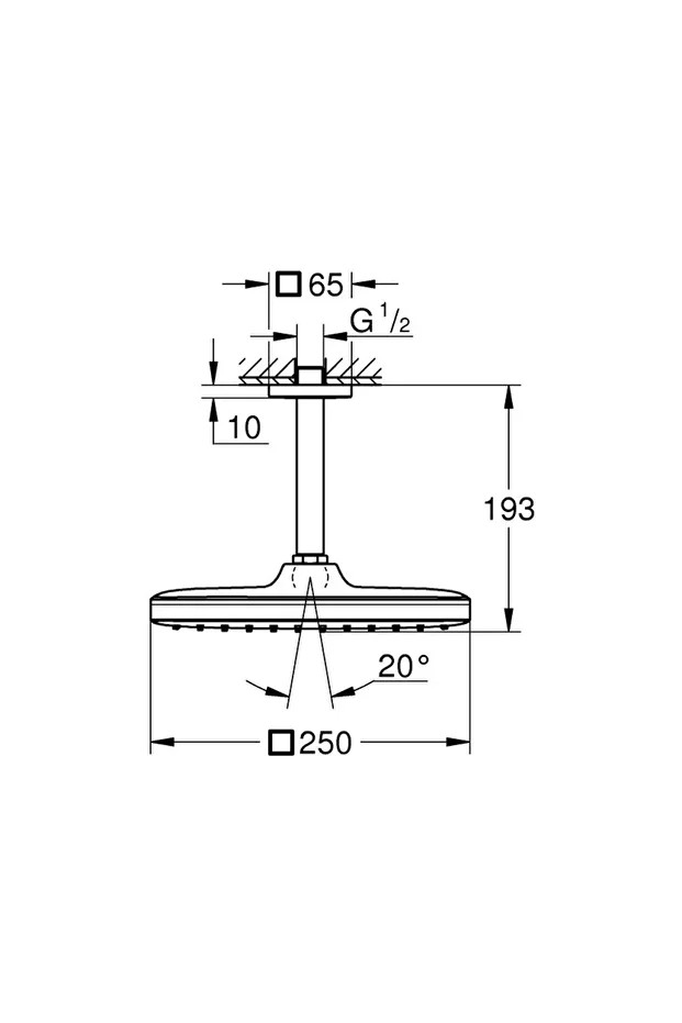 Tempesta 250 Cube Tepe Duşu Seti 142 Mm, Tek Akışlı Mat Siyah - 266882430 Siyah