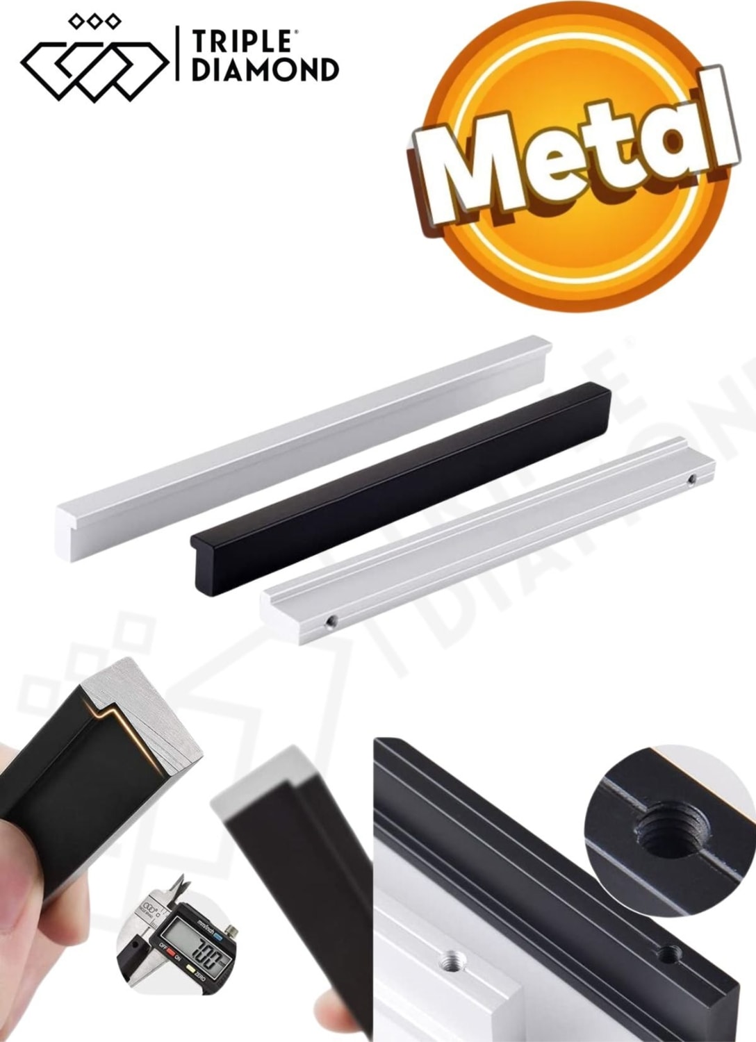 160 mm Mat Siyah Çekmece Kulpları Dolap Mutfak Mobilya Kulpu 1 Adet ( 16 cm ) = 160MM