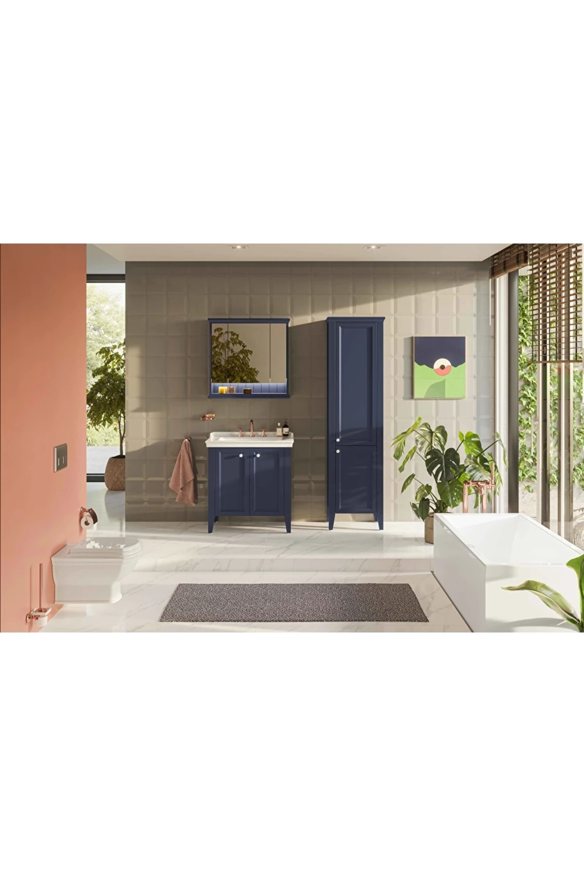 Juno A4086126 Lavabo Bataryası, 3 Delikli Lavabolar için, Bakır