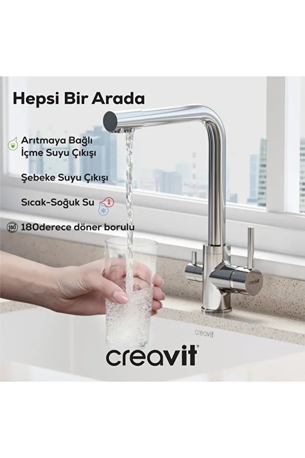 Su Arıtma Çıkışlı Mutfak Armatürü Krom