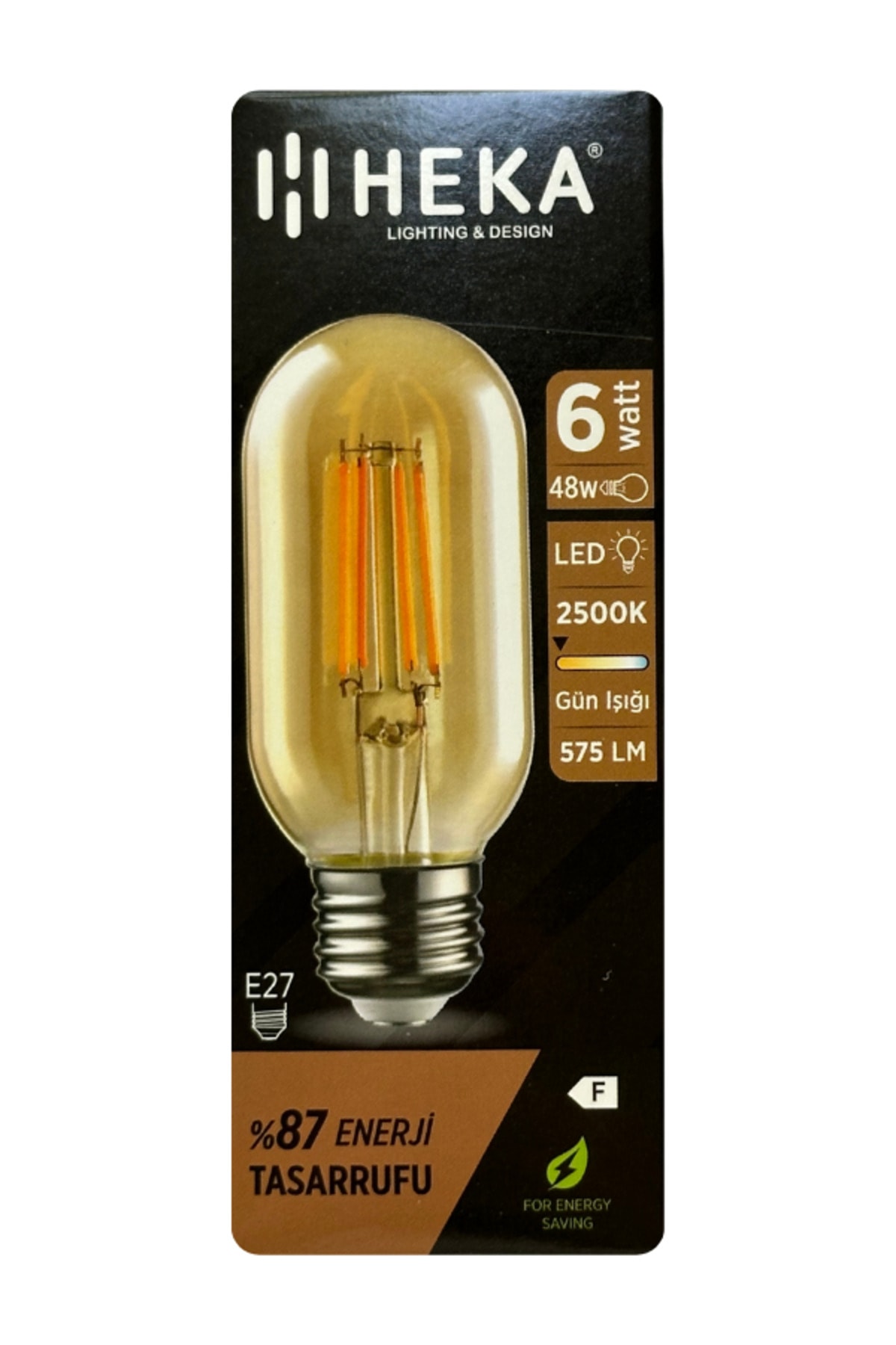 (6 Adet) 6W (48W) 2500K (Günışığı) E27 Duylu (Kalın Duy) Şeffaf Led Ampul