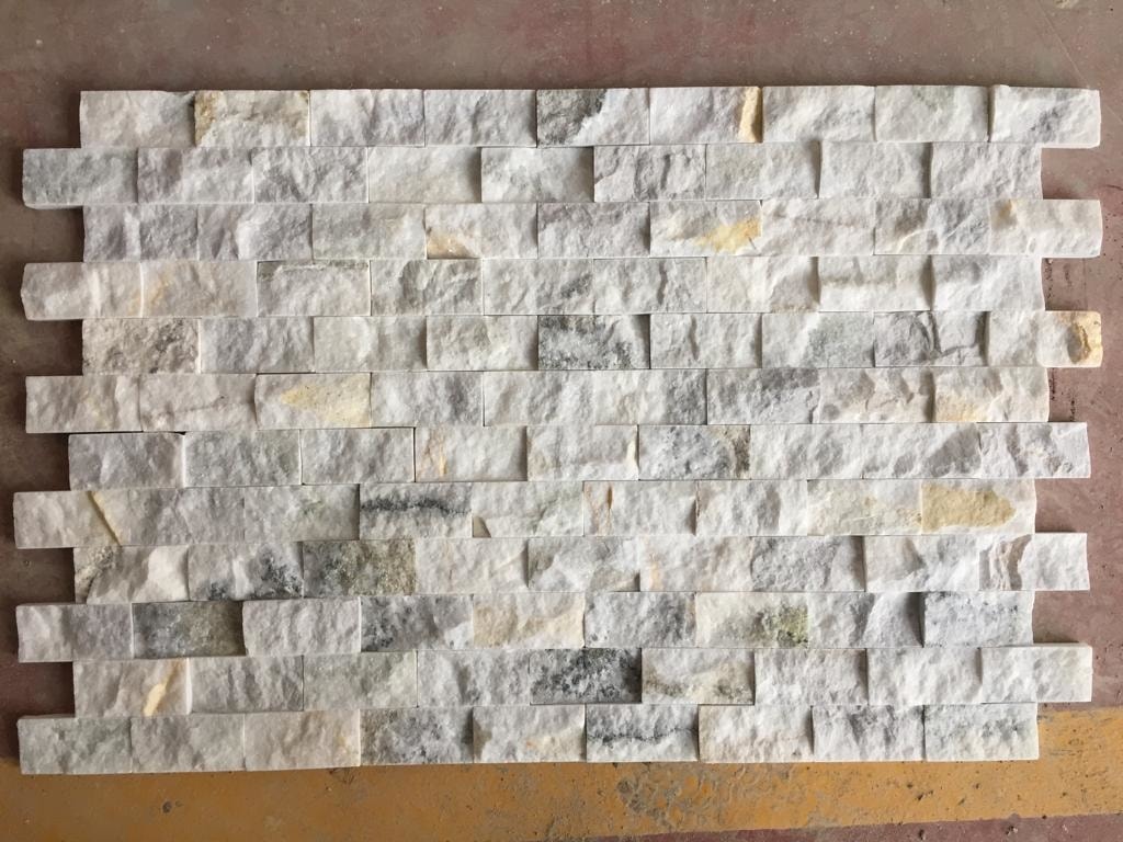 5X10Cm White Mix Doğal Taş Mermer Patlatma Mozaik Duvar Kaplaması