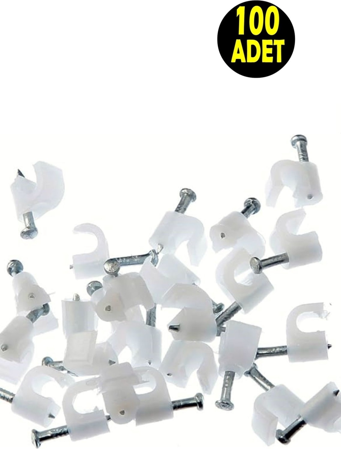 100 Adet No 3 Beton Çivili Kablo Tutucusu Kroşe - 3*1,5 Ttr Nym Kablo Kroşesi