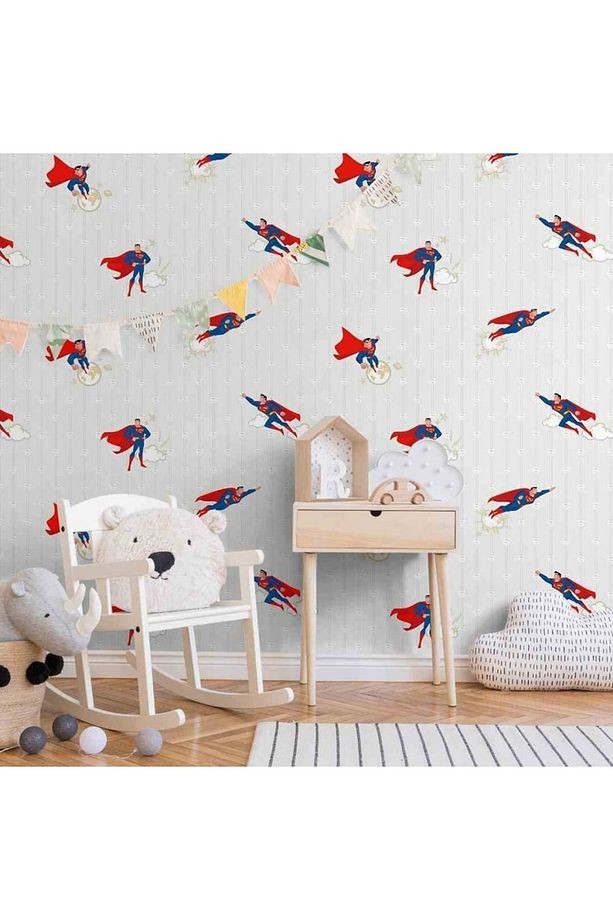 Bej Adakids Superman Desenli Duvar Kağıdı 8915-1 Ebat : 106x10
