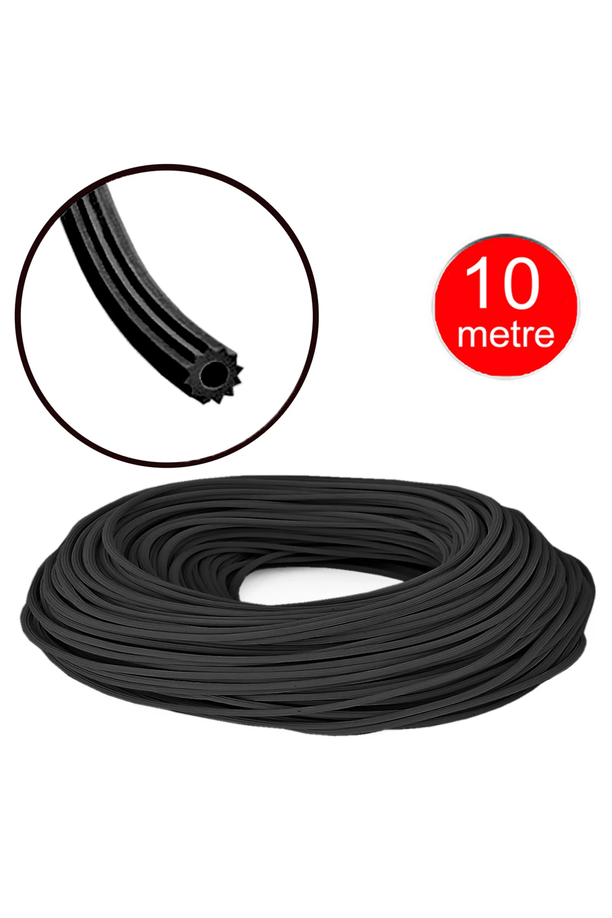 Alüminyum Sineklik Teli Fitili Siyah 5mm Kapı Pencere Tül Sabitleme Lastik Contası -10 Metre