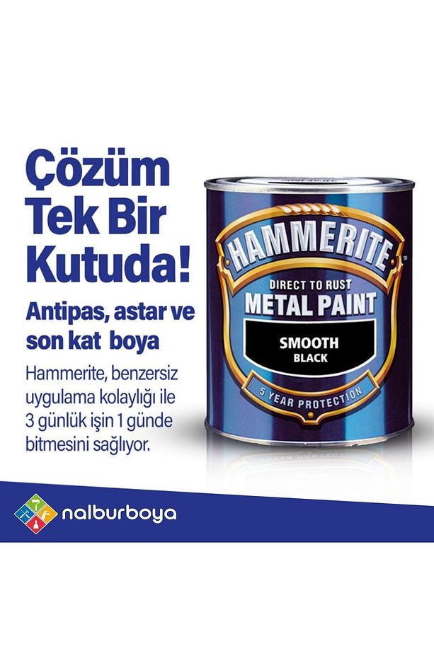 HAMMERİTE Pürüzsüz Gri 0.75 LT-Astara Antipasa gerek kalmaz-6 Yıla varan dayanım-Su itici özellik