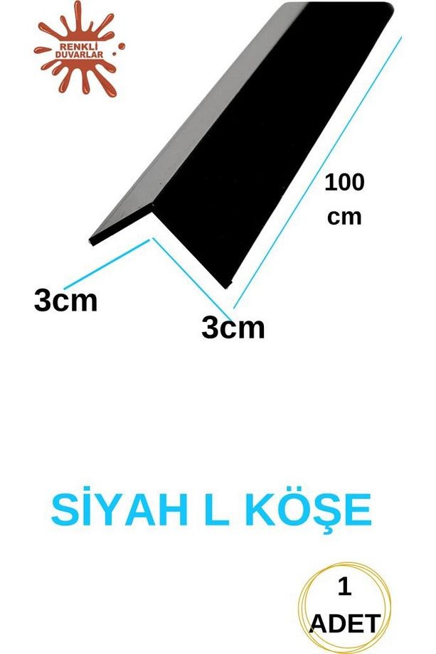 100cm ATC Dekoratif Siyah L Köşe Duvar ÇItası Kapama Çıtası Duvar Lambirisi Paneli Kapama L Köşesi